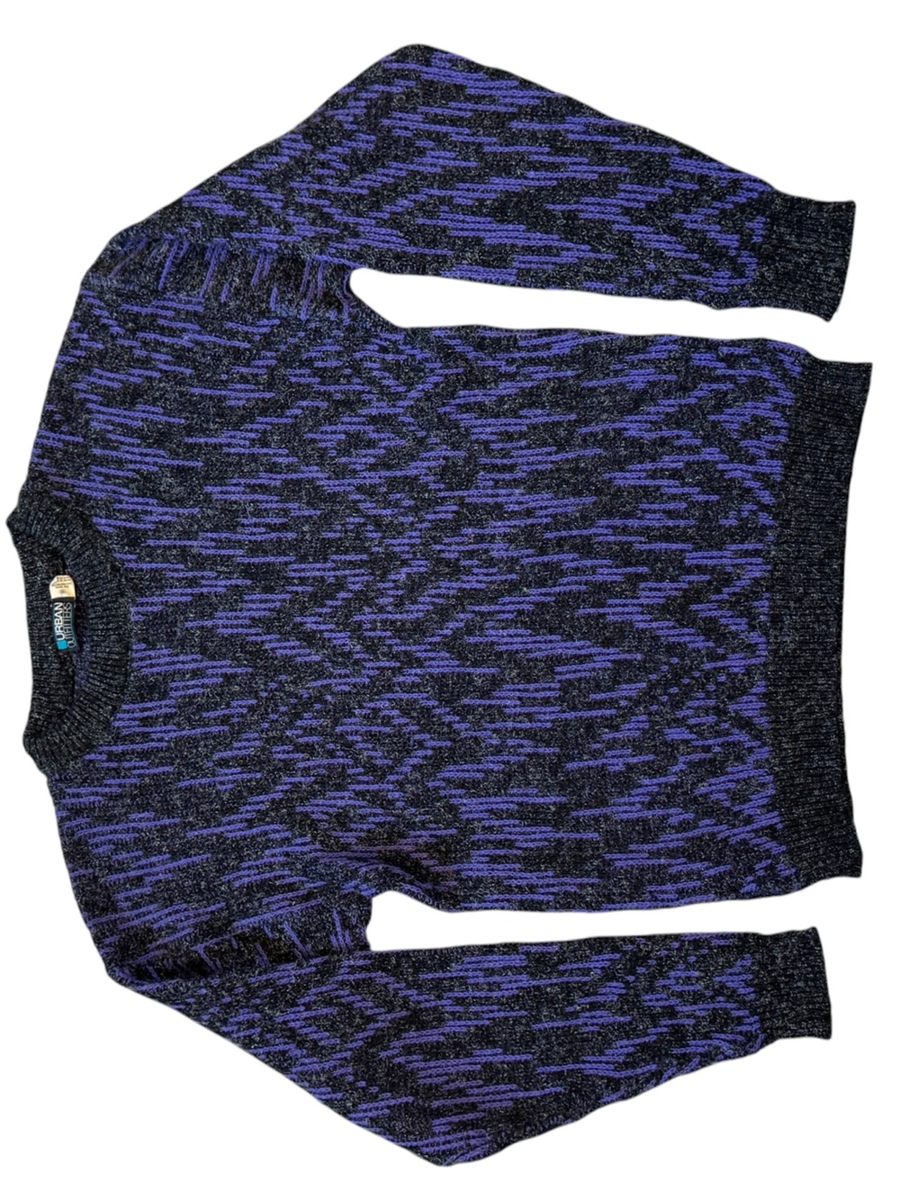 VINTAGE 1990s Urban Outfitters Black Purple Metallic Crewneck Sweater Wool Blend